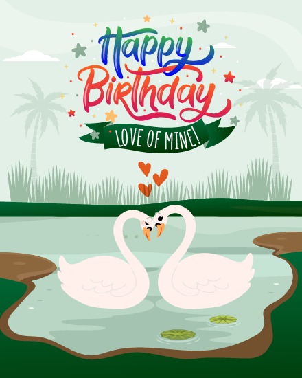 Swan Couple online Wife Birthday Card