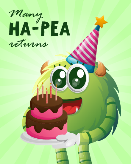 Green Monster online Funny Birthday Card