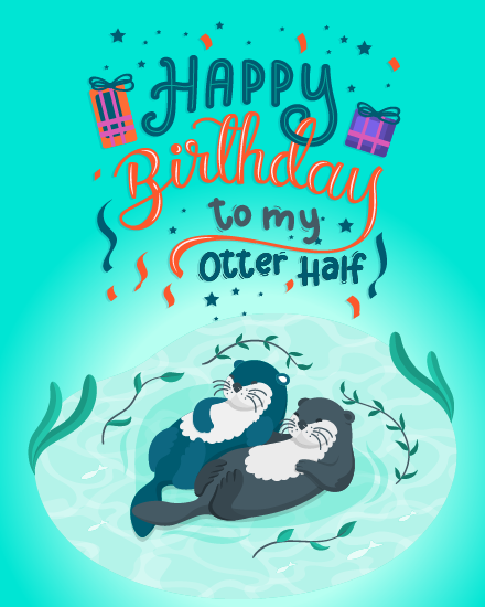 Otters Couple online Wife Birthday Card