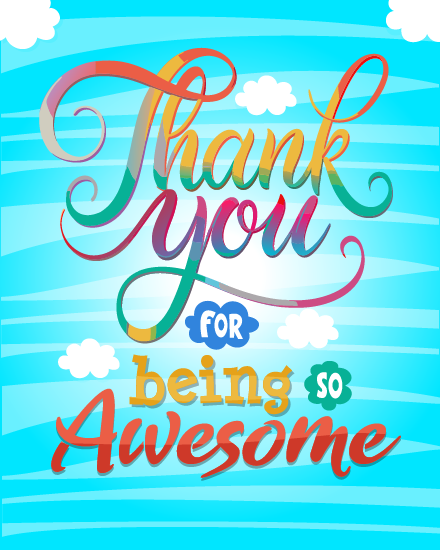 Colorful Text online Thank You Card