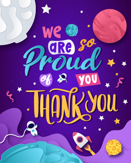 Space Theme online Thank You Card