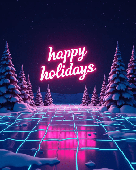 Neon Winter online Happy Holiday Card