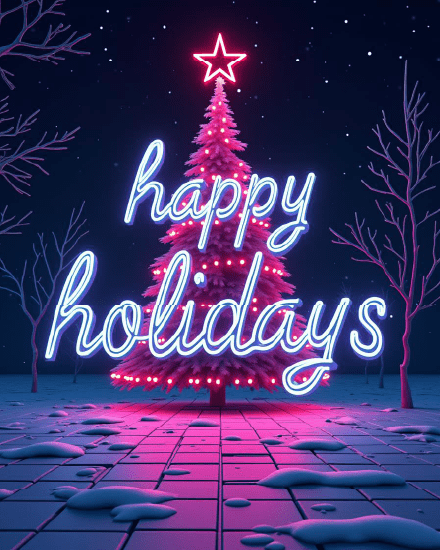 Neon Theme online Happy Holiday Card