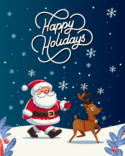 Santa Walking online Happy Holiday Card