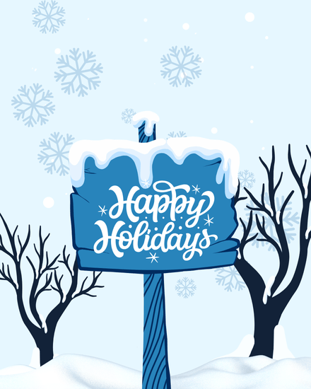 Snowy Sign online Happy Holiday Card