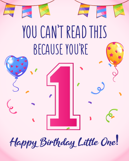 Can't Read online 1st Birthday Card