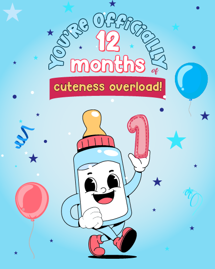 Cuteness Overload online 1st Birthday Card