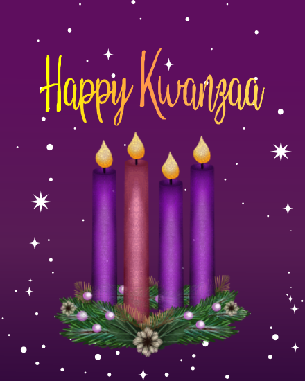 Purple Candles online Kwanzaa Card