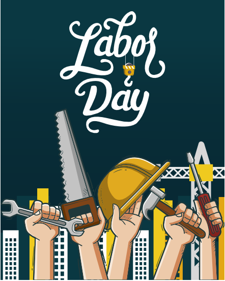 Holding Tools online Labor Day Card