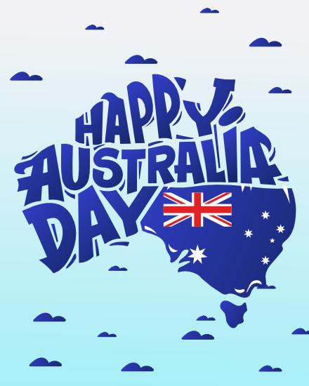 Map With Flag online Australia Day Card