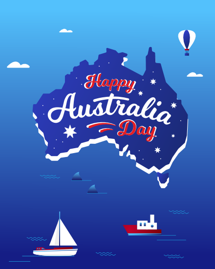 Yacht Boat online Australia Day Card