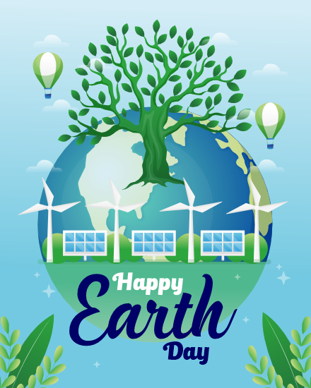 Hot Air Ballon online Earth Day Card