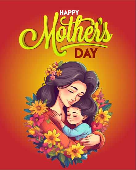 Orange Floral online Mother Day Card