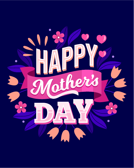 Blue Floral online Mother Day Card