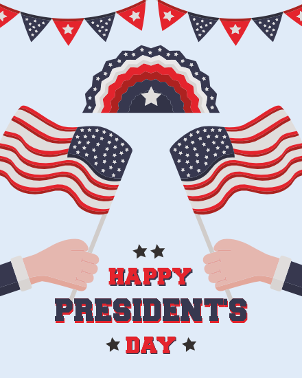 Semicircle Flag online President Day Card