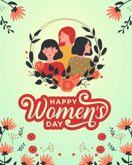 Round Floral online Women Day Card