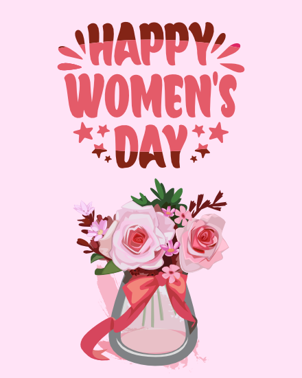 Pink Flowers online Women Day Card