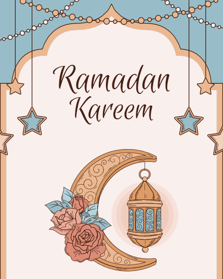 Crescent Moon Lantern online Ramadan Card