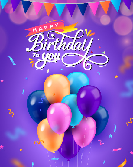 Colorful Decor online Birthday Card