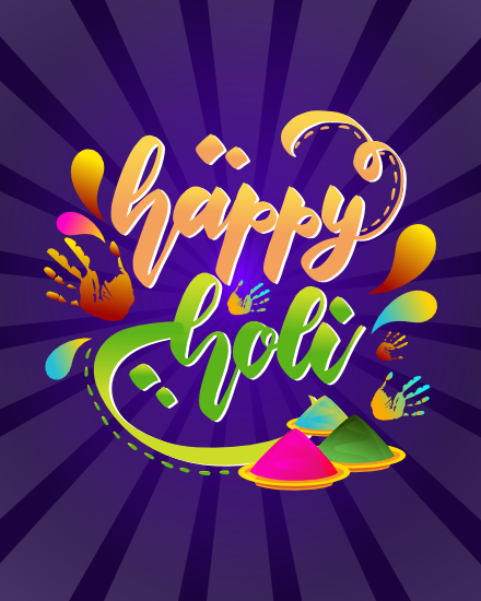 Purple Gradient online Happy Holi Card