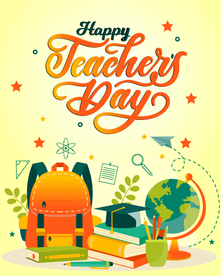 School Supplies online World Teachers Day Card