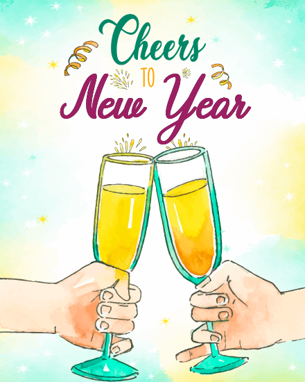 Champagne Toasting online New Year Card