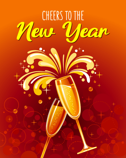 Champagne online New Year Card