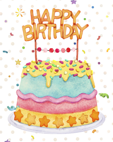 Colorful Cake online Birthday Card