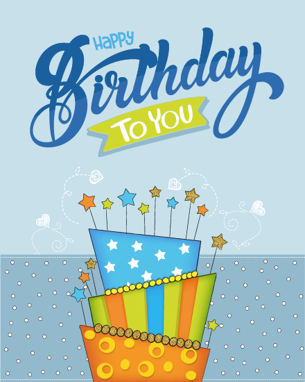 Golden Glittering online Birthday Card