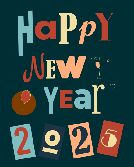 Colorful Typography online New Year Card