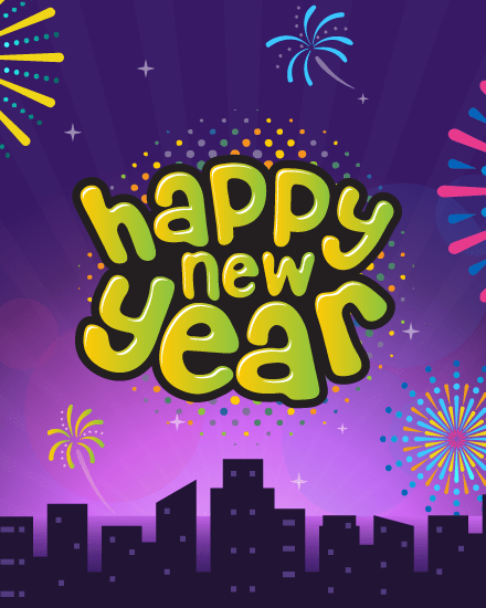 Fireworks City online New Year Card