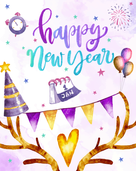 1st January online New Year Card