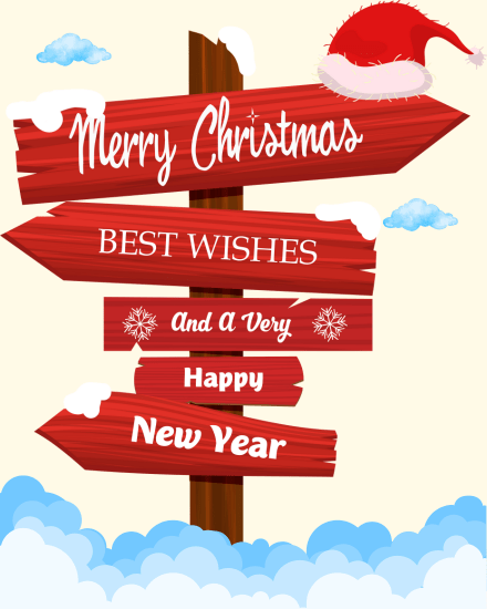 Wooden Signpost online Christmas Card