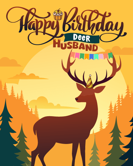 Forest Sunset online Husband birthday Card