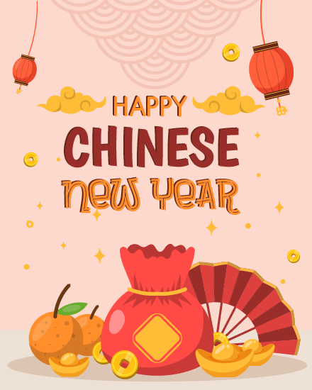 Lanterns online Chinese New Year Card