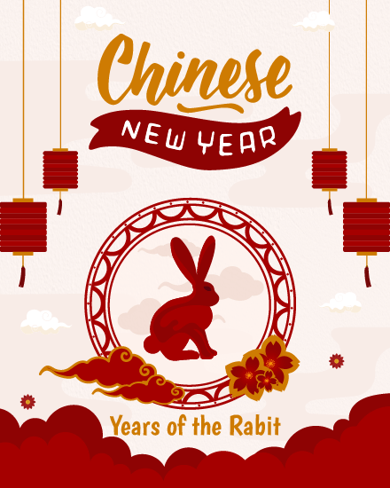 Rabbit online Chinese New Year Card