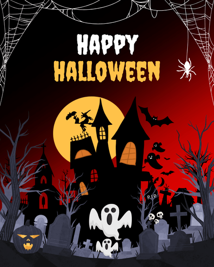 Graveyard online Halloween Card