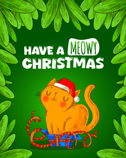 Meowy-cat online Christmas Card