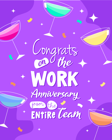 Cocktail Party online Work Anniversary Card