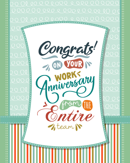 Colorful Stripes online Work Anniversary Card