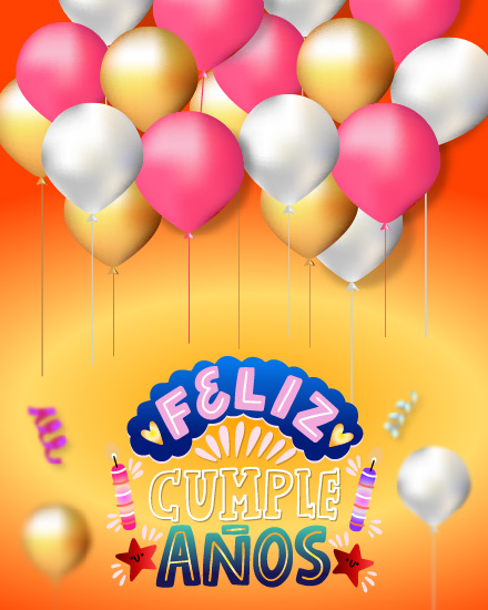 Orange Bg online Feliz cumpleaños Card