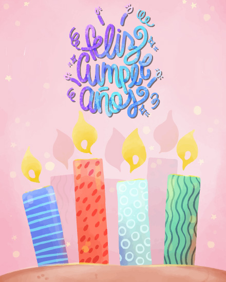 Colorful Candles online Feliz cumpleaños Card