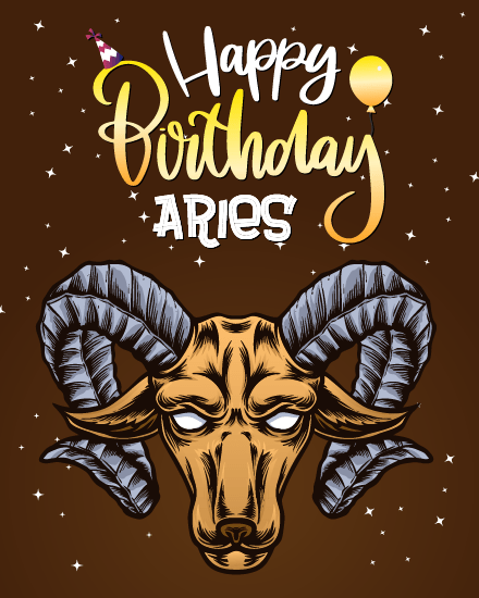 Balloon online Aries Birthday Card