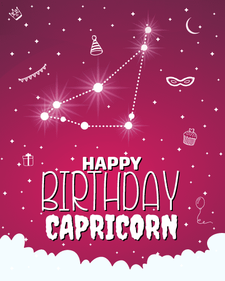 Zodiac Constellation online Capricorn Birthday Card