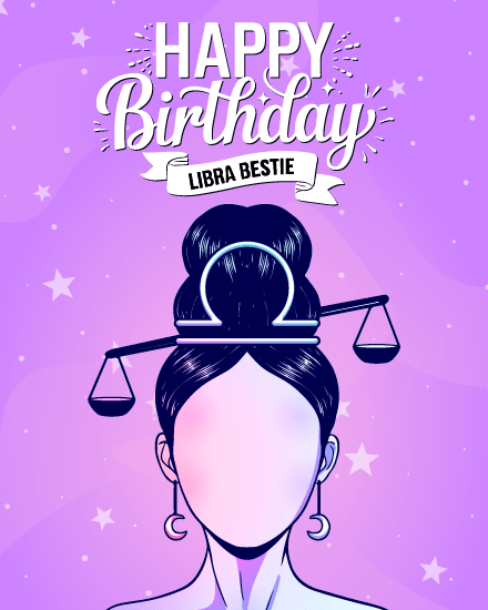 Bestie online Libra Birthday Card