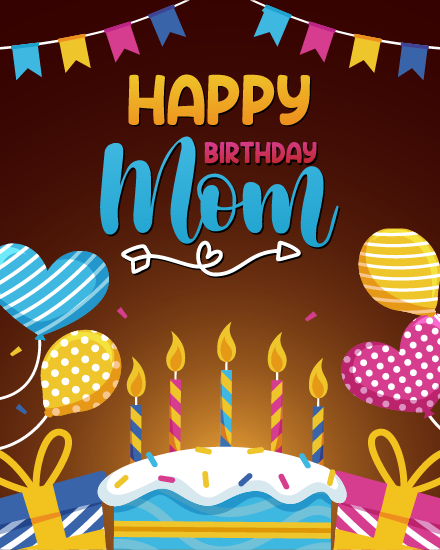 Balloons online Mom birthday Card