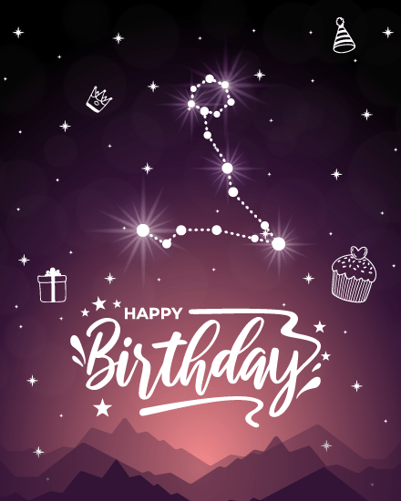 Zodiac Constellation online Pisces Birthday Card