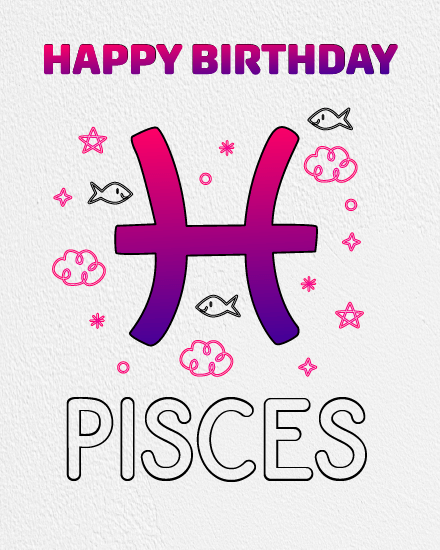 Zodiac Sign online Pisces Birthday Card