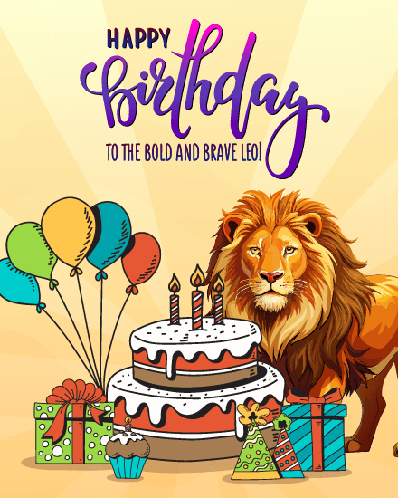 Bold And Brave online Leo birthday Card