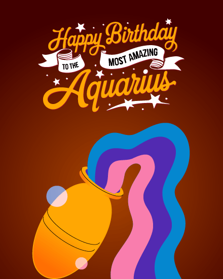 Most Amazing online Aquarius Birthday Card